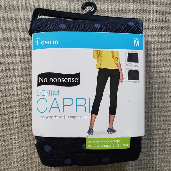 No Nonsense Polka Dot Denim Capri Leggings - Picture 1 of 5
